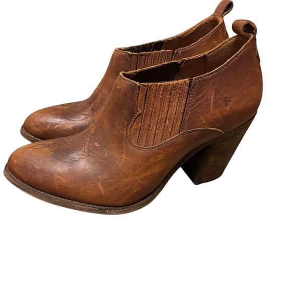Frye Ilana Pull On Leather Women’s Shooties Booties Shoes Cognac 9 B - Picture 5 of 8